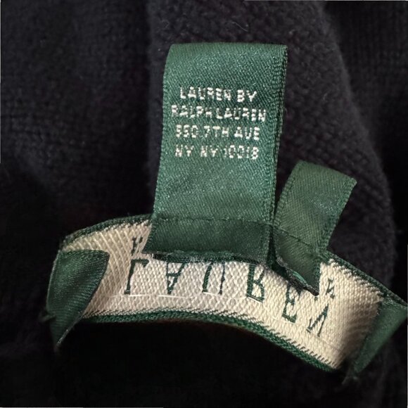 Lauren Ralph Lauren Shawl Collar Sweater Gold Toggle Pullover Black/NavyBlue XL - Picture 7 of 7